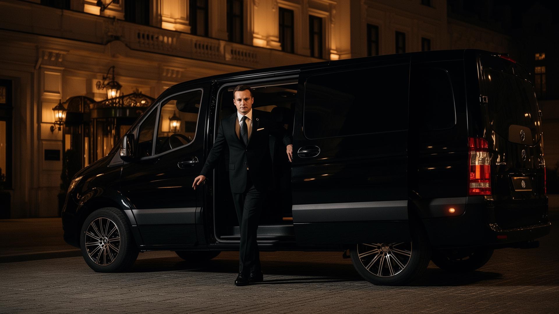 Chauffeur opening door at airport